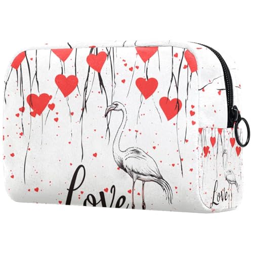 Kosmetiktasche Flamingo-Liebesherz-Muster Reisekosmetiktasche Makeup Organizer Case Für Frauen Kosmetiktasche Flamingo-Liebesherz-Muster Reisekosmetiktasche Makeup Organizer Case Für Frauen von HXYWQA