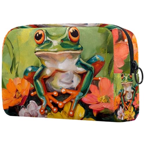Kosmetiktasche Frosch Floral Blumen Reisekosmetiktasche Makeup Organizer Case Für Frauen Kosmetiktasche Frosch Floral Blumen Reisekosmetiktasche Makeup Organizer Case Für Frauen von HXYWQA