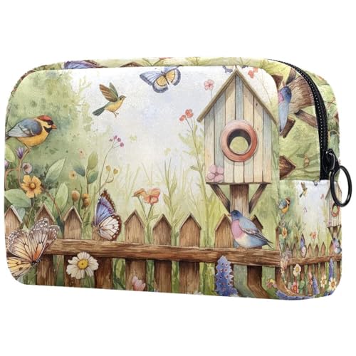 Kosmetiktasche Garten Szene Vogelhäuser Schmetterling Blumen Reisekosmetiktasche Makeup Organizer Case Für Frauen Kosmetiktasche Garten Szene Vogelhäuser Schmetterling Blumen Reisekosmetiktasche Makeup Organizer Case Für Frauen von HXYWQA