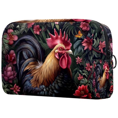 Kosmetiktasche Hahn Blumen Schmetterling Reisekosmetiktasche Makeup Organizer Case Für Frauen Kosmetiktasche Hahn Blumen Schmetterling Reisekosmetiktasche Makeup Organizer Case Für Frauen von HXYWQA