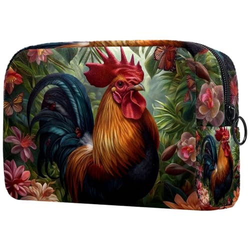 Kosmetiktasche Hahn Blumen Schmetterling Reisekosmetiktasche Makeup Organizer Case Für Frauen Kosmetiktasche Hahn Blumen Schmetterling Reisekosmetiktasche Makeup Organizer Case Für Frauen von HXYWQA