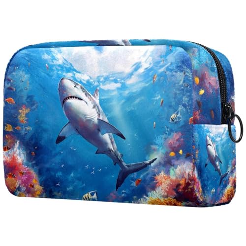 Kosmetiktasche Hai Schwimmt Wasser Reisekosmetiktasche Makeup Organizer Case Für Frauen von HXYWQA