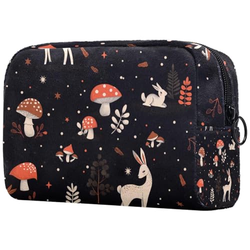 Kosmetiktasche Hirsche Schmetterling Pilze Pflanzen Reisekosmetiktasche Makeup Organizer Case Für Frauen Kosmetiktasche Hirsche Schmetterling Pilze Pflanzen Reisekosmetiktasche Makeup Organizer Case Für Frauen von HXYWQA