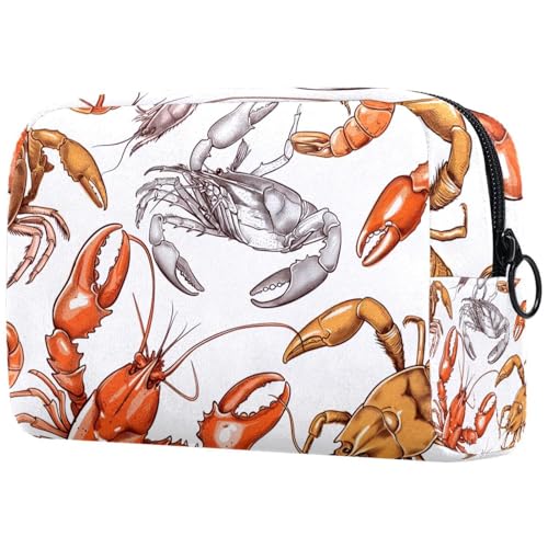 Kosmetiktasche Hummer Shrimpskrabben Meeresfrüchte Reisekosmetiktasche Makeup Organizer Case Für Frauen von HXYWQA