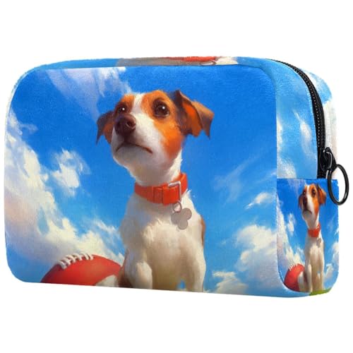 Kosmetiktasche Jack-Russell-Terrier-Hund Mit Fußball Reisekosmetiktasche Makeup Organizer Case Für Frauen Kosmetiktasche Jack-Russell-Terrier-Hund Mit Fußball Reisekosmetiktasche Makeup Organizer Case Für Frauen von HXYWQA