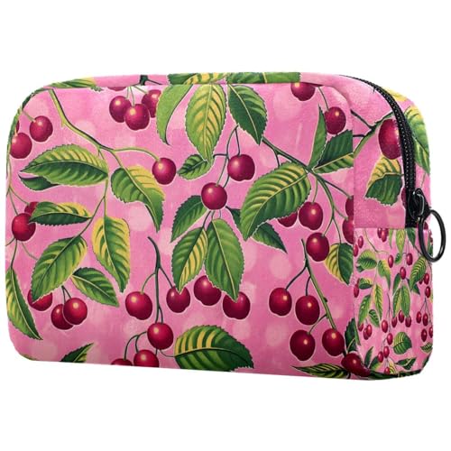 Kosmetiktasche Kirschmuster Blätter Kirschen Reisekosmetiktasche Makeup Organizer Case Für Frauen Kosmetiktasche Kirschmuster Blätter Kirschen Reisekosmetiktasche Makeup Organizer Case Für Frauen von HXYWQA