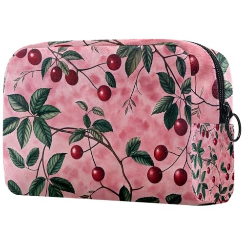 Kosmetiktasche Kirschmuster Blätter Kirschen Reisekosmetiktasche Makeup Organizer Case Für Frauen Kosmetiktasche Kirschmuster Blätter Kirschen Reisekosmetiktasche Makeup Organizer Case Für Frauen von HXYWQA