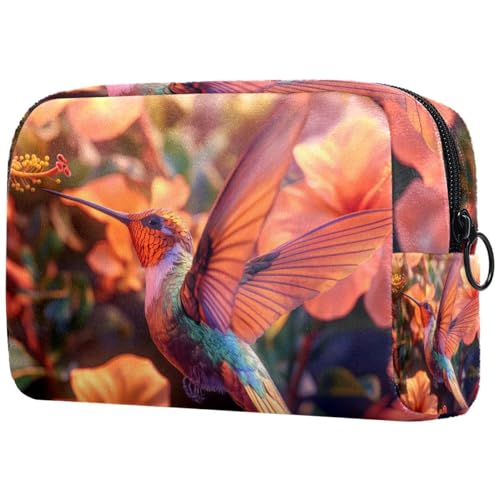 Kosmetiktasche Kolibri Orange Hibiskusblüten Reisekosmetiktasche Makeup Organizer Case Für Frauen Kosmetiktasche Kolibri Orange Hibiskusblüten Reisekosmetiktasche Makeup Organizer Case Für Frauen von HXYWQA