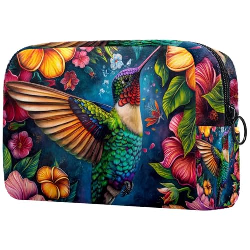 Kosmetiktasche Kolibris Blumen Blumen Gemälde Reisekosmetiktasche Makeup Organizer Case Für Frauen Kosmetiktasche Kolibris Blumen Blumen Gemälde Reisekosmetiktasche Makeup Organizer Case Für Frauen von HXYWQA
