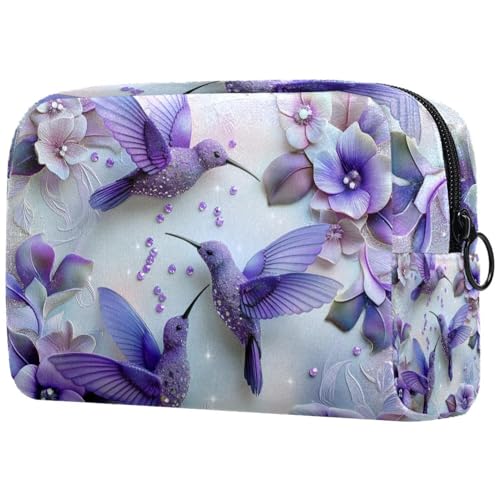 Kosmetiktasche Lila Kolibris Blumen Reisekosmetiktasche Makeup Organizer Case Für Frauen von HXYWQA