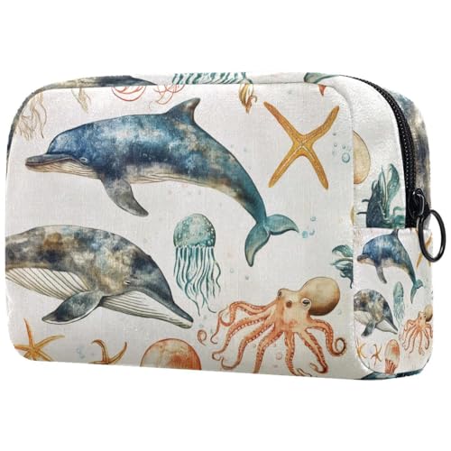 Kosmetiktasche Meerwale Und Delphine Quallen Reisekosmetiktasche Makeup Organizer Case Für Frauen Kosmetiktasche Meerwale Und Delphine Quallen Reisekosmetiktasche Makeup Organizer Case Für Frauen von HXYWQA