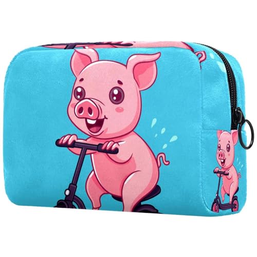 Kosmetiktasche Niedliches Schwein Auf Fahrrad Reisekosmetiktasche Makeup Organizer Case Für Frauen von HXYWQA