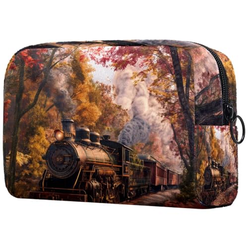 Kosmetiktasche Oldtimer-Dampfzug Reisekosmetiktasche Makeup Organizer Case Für Frauen Kosmetiktasche Oldtimer-Dampfzug Reisekosmetiktasche Makeup Organizer Case Für Frauen von HXYWQA