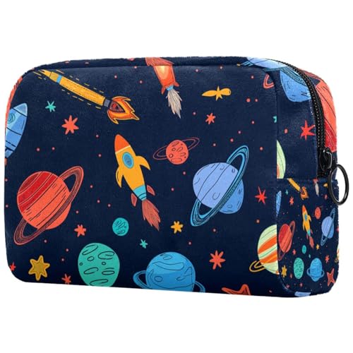 Kosmetiktasche Planeten, Sterne Und Raketen Reisekosmetiktasche Makeup Organizer Case Für Frauen von HXYWQA