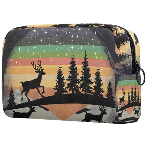Kosmetiktasche Rehe Regenbogenbaum Landschaft Reisekosmetiktasche Makeup Organizer Case Für Frauen Kosmetiktasche Rehe Regenbogenbaum Landschaft Reisekosmetiktasche Makeup Organizer Case Für Frauen von HXYWQA