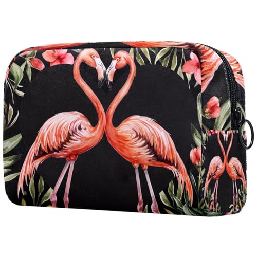 Kosmetiktasche Rosa Flamingo Vögel Liebe Reisekosmetiktasche Makeup Organizer Case Für Frauen von HXYWQA