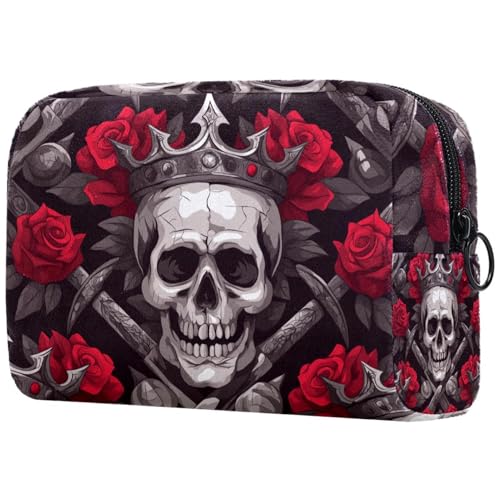 Kosmetiktasche Roses Flowers Skull Reisekosmetiktasche Makeup Organizer Case Für Frauen von HXYWQA