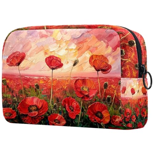 Kosmetiktasche Rote Mohnblumen Gemälde Reisekosmetiktasche Makeup Organizer Case Für Frauen von HXYWQA