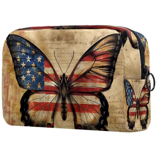 Kosmetiktasche Schmetterling Mit Amerikanischer Flagge Reisekosmetiktasche Makeup Organizer Case Für Frauen Kosmetiktasche Schmetterling Mit Amerikanischer Flagge Reisekosmetiktasche Makeup Organizer Case Für Frauen von HXYWQA