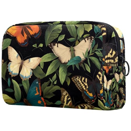 Kosmetiktasche Schmetterling Und Blätter Muster Reisekosmetiktasche Makeup Organizer Case Für Frauen Kosmetiktasche Schmetterling Und Blätter Muster Reisekosmetiktasche Makeup Organizer Case Für Frauen von HXYWQA