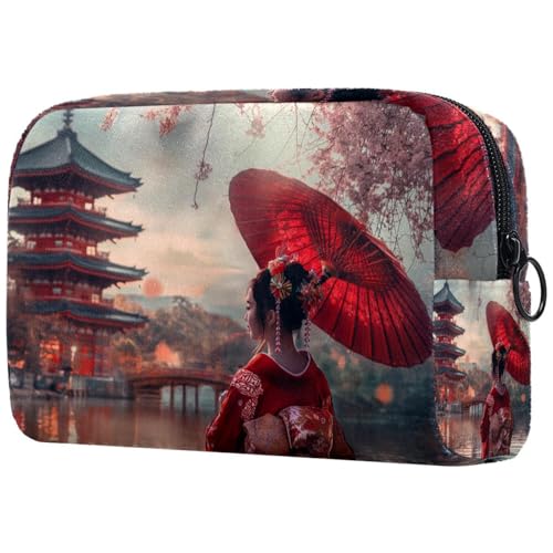 Kosmetiktasche Schöne Geisha Und Kirschblüten Reisekosmetiktasche Makeup Organizer Case Für Frauen Kosmetiktasche Schöne Geisha Und Kirschblüten Reisekosmetiktasche Makeup Organizer Case Für Frauen von HXYWQA