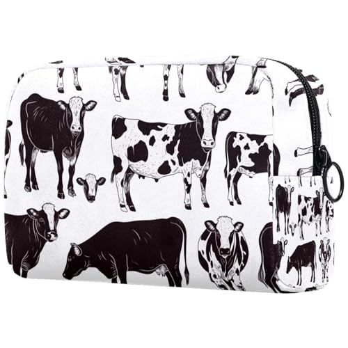Kosmetiktasche Schwarz-Weiße Kuh-Muster Reisekosmetiktasche Makeup Organizer Case Für Frauen Kosmetiktasche Schwarz-Weiße Kuh-Muster Reisekosmetiktasche Makeup Organizer Case Für Frauen von HXYWQA
