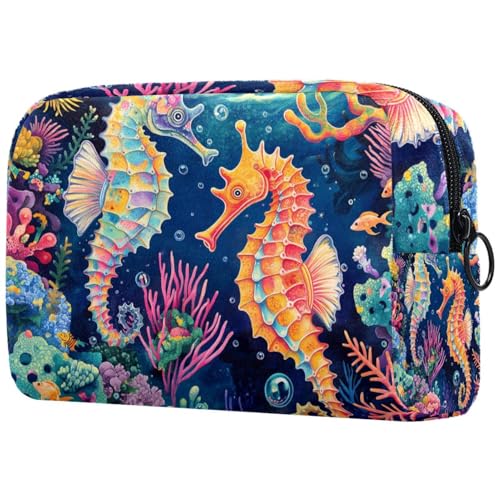 Kosmetiktasche Seepferdchen Unterwasser Bunt Reisekosmetiktasche Makeup Organizer Case Für Frauen Kosmetiktasche Seepferdchen Unterwasser Bunt Reisekosmetiktasche Makeup Organizer Case Für Frauen von HXYWQA