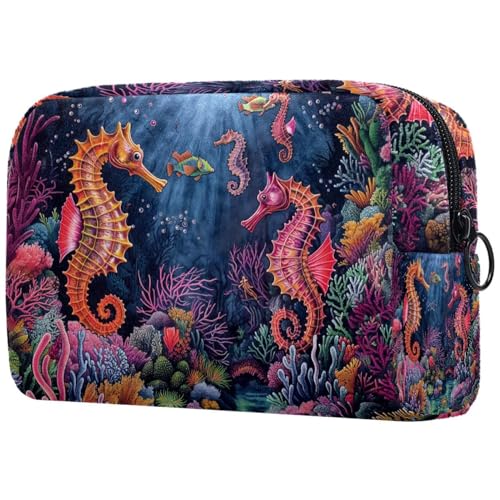 Kosmetiktasche Seepferdchen Unterwasser Farbenfroh Reisekosmetiktasche Makeup Organizer Case Für Frauen Kosmetiktasche Seepferdchen Unterwasser Farbenfroh Reisekosmetiktasche Makeup Organizer Case Für Frauen von HXYWQA