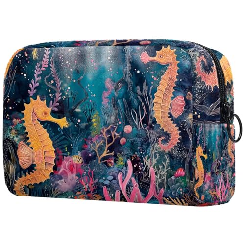 Kosmetiktasche Seepferdchen Unterwasser Farbenfroh Reisekosmetiktasche Makeup Organizer Case Für Frauen Kosmetiktasche Seepferdchen Unterwasser Farbenfroh Reisekosmetiktasche Makeup Organizer Case Für Frauen von HXYWQA