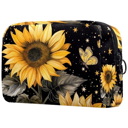 Kosmetiktasche Sonnenblumen Schmetterlinge Reisekosmetiktasche Makeup Organizer Case Für Frauen von HXYWQA