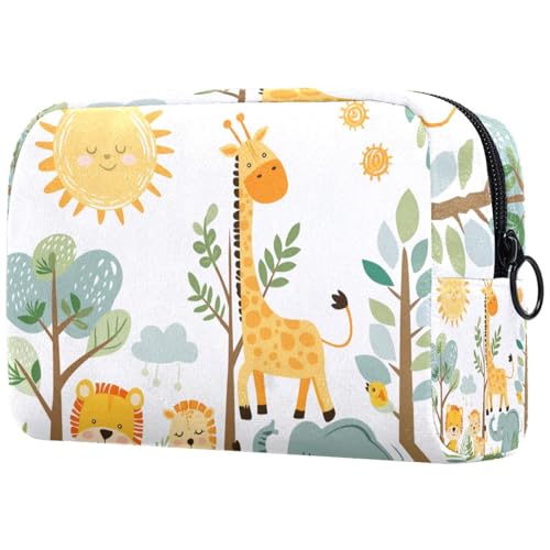 Kosmetiktasche Süße Dschungeltiere Giraffe Und Elefant Reisekosmetiktasche Makeup Organizer Case Für Frauen von HXYWQA