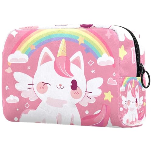 Kosmetiktasche Süße Katze Einhorn Regenbogen Reisekosmetiktasche Makeup Organizer Case Für Frauen von HXYWQA