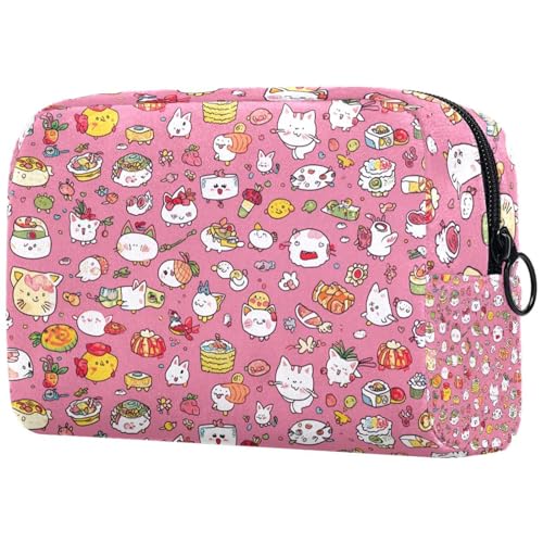 Kosmetiktasche Süßes Sushi-Muster In Rot Reisekosmetiktasche Makeup Organizer Case Für Frauen Kosmetiktasche Süßes Sushi-Muster In Rot Reisekosmetiktasche Makeup Organizer Case Für Frauen von HXYWQA