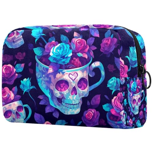 Kosmetiktasche Totenkopf Und Rosenblüten Reisekosmetiktasche Makeup Organizer Case Für Frauen Kosmetiktasche Totenkopf Und Rosenblüten Reisekosmetiktasche Makeup Organizer Case Für Frauen von HXYWQA
