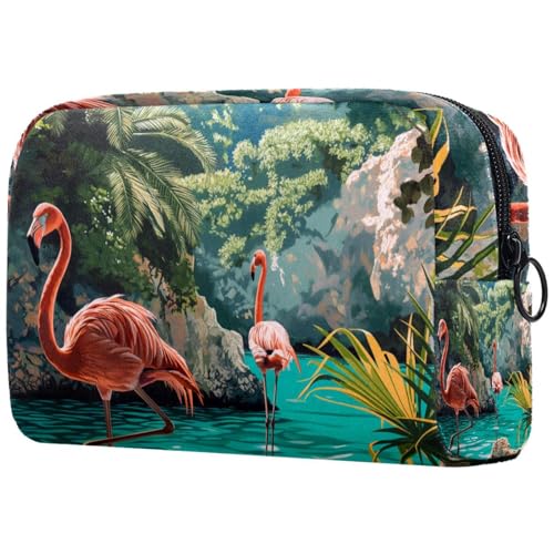 Kosmetiktasche Tropische Rosaflamingos Dschungel Reisekosmetiktasche Makeup Organizer Case Für Frauen Kosmetiktasche Tropische Rosaflamingos Dschungel Reisekosmetiktasche Makeup Organizer Case Für Frauen von HXYWQA