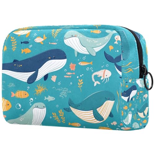 Kosmetiktasche Underwater World Whale Turtle Pattern Reisekosmetiktasche Makeup Organizer Case Für Frauen von HXYWQA