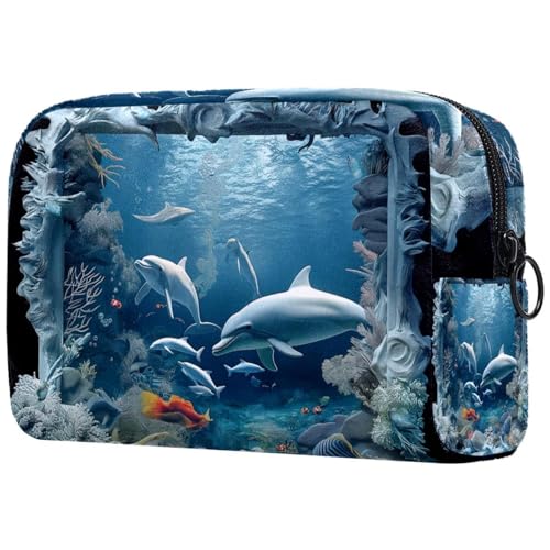 Kosmetiktasche Unterwasserszene Mit Delfinen Reisekosmetiktasche Makeup Organizer Case Für Frauen Kosmetiktasche Unterwasserszene Mit Delfinen Reisekosmetiktasche Makeup Organizer Case Für Frauen von HXYWQA