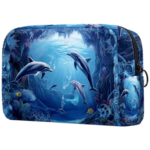 Kosmetiktasche Unterwasserszene Mit Delfinen Reisekosmetiktasche Makeup Organizer Case Für Frauen von HXYWQA