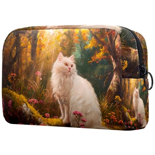Kosmetiktasche Wald Katze Blossom Blumen Reisekosmetiktasche Makeup Organizer Case Für Frauen von HXYWQA