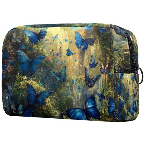 Kosmetiktasche Waldblaue Schmetterlinge Reisekosmetiktasche Makeup Organizer Case Für Frauen Kosmetiktasche Waldblaue Schmetterlinge Reisekosmetiktasche Makeup Organizer Case Für Frauen von HXYWQA