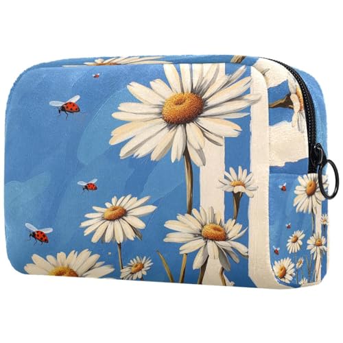 Kosmetiktasche Weiße Gänseblümchen Blumen Marienkäfer Reisekosmetiktasche Makeup Organizer Case Für Frauen Kosmetiktasche Weiße Gänseblümchen Blumen Marienkäfer Reisekosmetiktasche Makeup Organizer Case Für Frauen von HXYWQA
