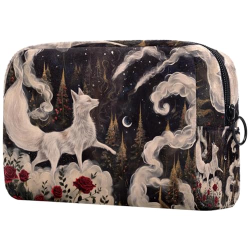 Kosmetiktasche Wolf Rote Rose Blumen Reisekosmetiktasche Makeup Organizer Case Für Frauen Kosmetiktasche Wolf Rote Rose Blumen Reisekosmetiktasche Makeup Organizer Case Für Frauen von HXYWQA