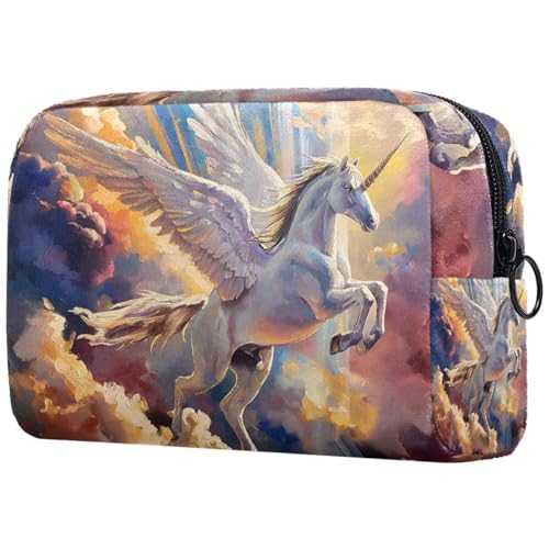 Kosmetiktasche Zwei Rosa Flamingos Wasser Sonnenuntergang Himmel Reisekosmetiktasche Makeup Organizer Case Für Frauen von HXYWQA