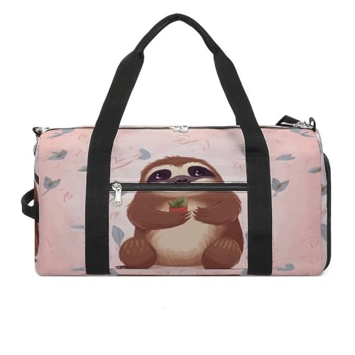 Niedlicher Faultier-Turnbeutel für Damen und Herren, Schuhfach, wasserdicht, Reisetasche, Sporttasche für Sport, Fitnessstudio, Yoga, Niedliche Faultier, Einheitsgröße von HYBMRQVD