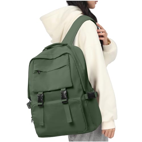 Damen & Herren Backpack mit Laptopfach,Unisex Daypack Schulrucksack,Wasserdichter Tagesrucksack für Freizeit Schule Job,Casual Schultasche Travel Büchertasche,Backpack,Armeegrün von HYC00