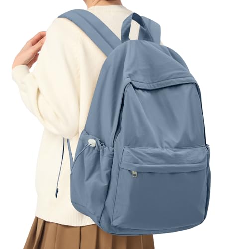 HYC00 Rucksack Schule Teenager Mädchen Damen Causal Schulrucksack College-Rucksack, leichte Schultasche Arbeitstasche für Jungen und Mädchen, passend für 14-Zoll-Laptop Daypack Bookbag,Blau von HYC00