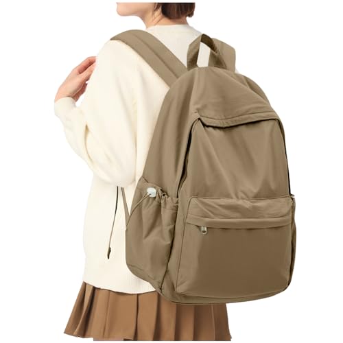 HYC00 Rucksack Schule Teenager Mädchen Damen Causal Schulrucksack College-Rucksack, leichte Schultasche Arbeitstasche für Jungen und Mädchen, passend für 14-Zoll-Laptop Daypack Bookbag,Braun von HYC00