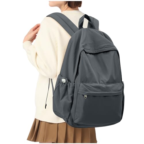 HYC00 Rucksack Schule Teenager Mädchen Damen Causal Schulrucksack College-Rucksack, leichte Schultasche Arbeitstasche für Jungen und Mädchen, passend für 14-Zoll-Laptop Daypack Bookbag,Dunkelgrau von HYC00