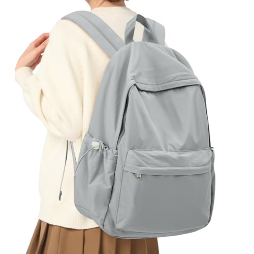 HYC00 Rucksack Schule Teenager Mädchen Damen Causal Schulrucksack College-Rucksack, leichte Schultasche Arbeitstasche für Jungen und Mädchen, passend für 14-Zoll-Laptop Daypack Bookbag,Grau von HYC00