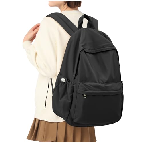 HYC00 Rucksack Schule Teenager Mädchen Damen Causal Schulrucksack College-Rucksack, leichte Schultasche Arbeitstasche für Jungen und Mädchen, passend für 14-Zoll-Laptop Daypack Bookbag,Schwarz von HYC00